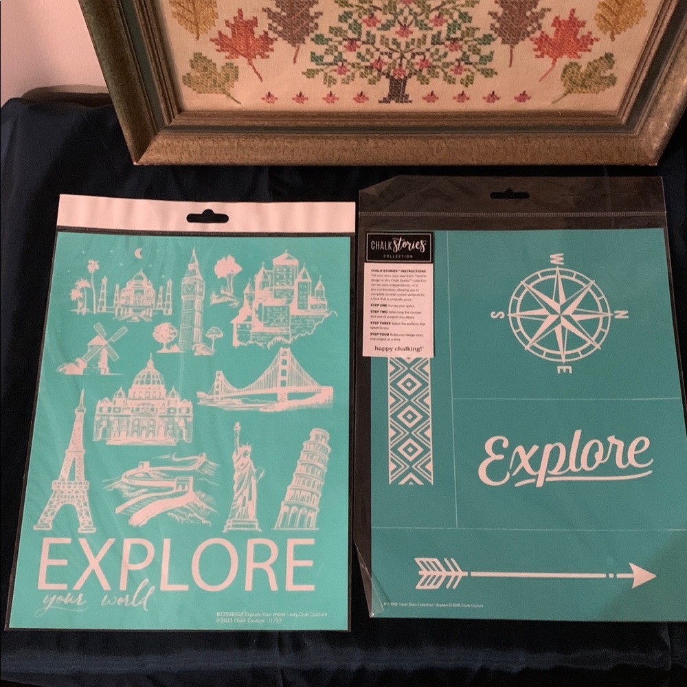 NIP Chalk Couture Set of Two Explore Unique Stencils Size B